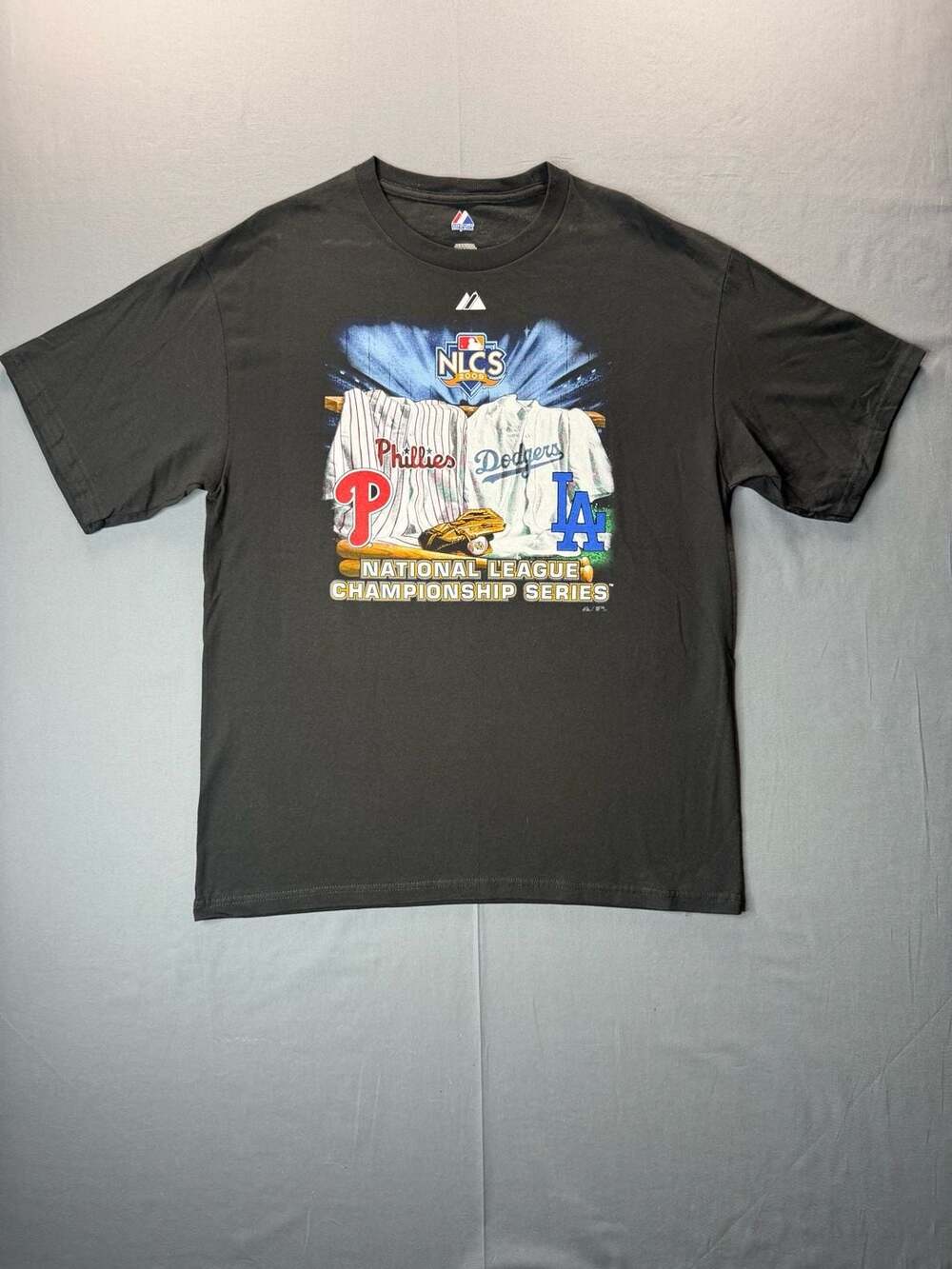 Majestic 2009 Playoffs NLCS Phillies Vs Dodgers T-Shirt Black Graphic Large
